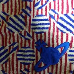 VivienneWestwood使用済 惑星刺繍 赤青ストライプ ハンカチ