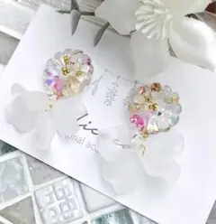 no. 158 SALE！レジン　お花ピアス/ピンク系