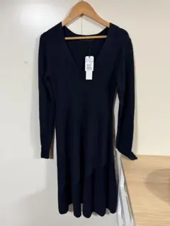 LASUD ネイビー 長袖ニットワンピース 9号