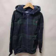 ジムフレックス Gymphlexブラックウォッチ柄 フリースパーカー 14(M)