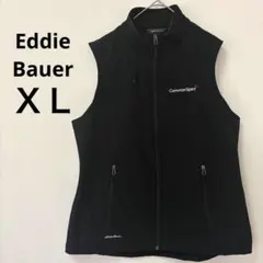 エディーバウアー ソフトシェルベスト 裏フリース 黒 L 企業ロゴ 刺繍 希少