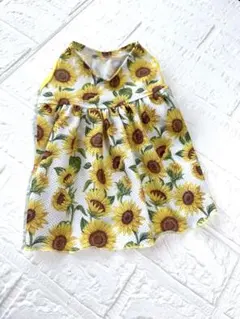 ハンドメイド♡犬服 ひまわりのバルーンキャミワンピース(小さめ） ハンドメイド♡犬服 ひまわりのバルーンキャミワンピース(小さめ
