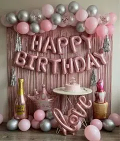 誕生日飾り付けセット ピンク バルーン ガーランド パーティー装飾