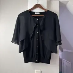 ESTNATION エストネーションビズ　ブラックフリルカーディガン　美品のサムネイル