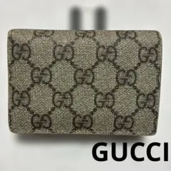 GUCCI グッチ GGスプリーム コンパクトウォレット 二つ折り財布 ブラウンのサムネイル