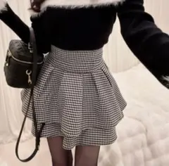 ミシェルマカロン類似品 美脚スカート 千鳥柄 インパン付き