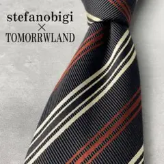 stefanobigi × TOMORROWLAND ストライプ ネクタイ 黒