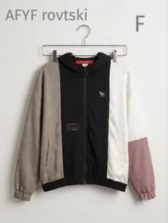 【AFYF rovtski】切替ジップパーカー チェック柄 刺繍ビッグシルエットのサムネイル
