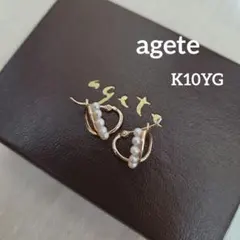agete K10YG パール フープピアス