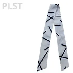 【美品】PLST プラステ スカーフ ベージュ 幾何学柄 ラインデザイン　小物