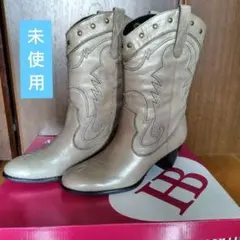 ベージュ刺繍ウエスタンブーツ 24.5cm