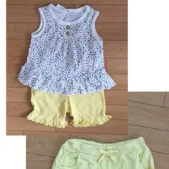 送料無料☆新品タグ付☆カットソー花柄&黄色ショートパンツ☆Tシャツ&ズボンセット