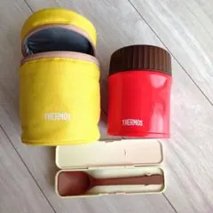 THERMOS スープジャー 赤 約0.5L 保温ケース、スプーン付き