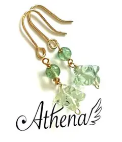 天然石グリーンフローライト★星ピアス