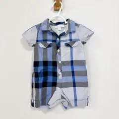 BURBERRY ベビー ロンパース 6M 67cm 青 メガチェックのサムネイル