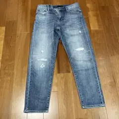 ユニクロ　ダメージ加工 ブルーデニムパンツ