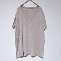 ナインウエスト Tシャツ Vネック 半袖 無地 L 薄茶 レーヨン お出かけのサムネイル