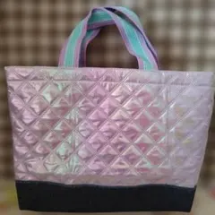 （ハンドメイド）圧着キルト　ミニレッスンバッグ　お道具袋　辞書バッグ
