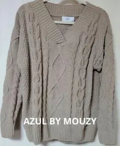 AZUL BY MOUZY　Vネックケーブルニット