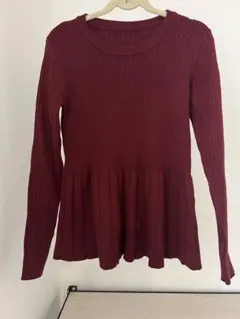 リブ編みバーガンディニット Mサイズ