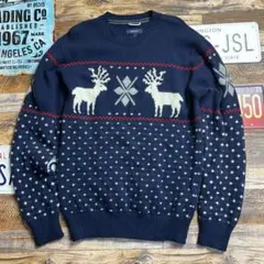 GANT ラムウール100％ ノルディック トナカイ柄 ニットセーター L