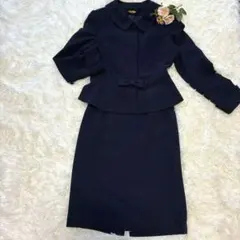 極美品✨セレモニーフォーマルスーツセレモニーセットアップネイビーラメ入りリボン