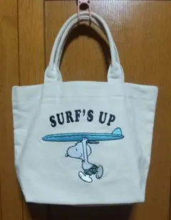 SNOOPY　SURF'S UP　刺繍　裏地あり　パイプハンドル　未使用品保管品