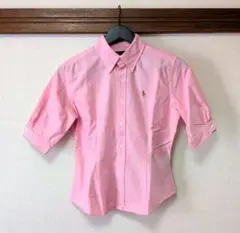 【美品】Ralph Lauren ピンク 半袖シャツ スーパースリムフィット