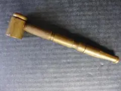 時代物　戦前　真鍮製　短いキセル　煙筒　パイプ　7.4cm 喫煙古道具　レトロ