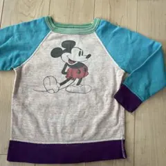 【美品】デニムダンガリー　Mickey Mouse 長袖カットソー M130cm
