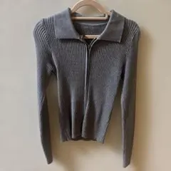 sona グレー トップス ハーフジップ ニット