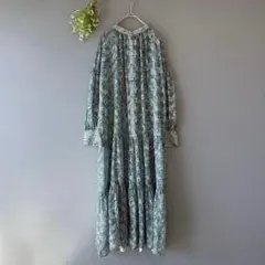 ルカレディラックルカ［F］美品◎大人ナチュラル◎小花柄ティアードシアーワンピース