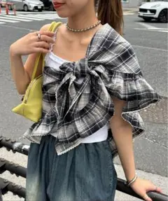 CIAOPANIC チャオパニック マルチWAY チェックフリルビッグスカーフ