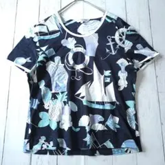 レオナール スポーツ マリン 半袖カットソー Tシャツ ネイビー ブルーのサムネイル