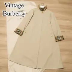 貴重 ビンテージ BURBERRY ステンカラーコート バーバリー 襟チェックのサムネイル