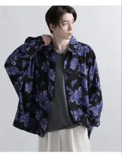 HARE ドルマンアート　フラワーシャツ　ブラック09 S