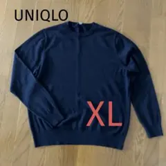 ユニクロ メリノクルーネックセーター XL ネイビー メリノウールセーター