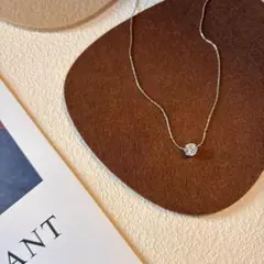 一粒ジルコニア ネックレス シルバー　ステンレス　金属アレルギー対応