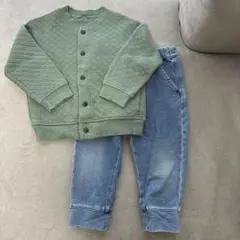 UNIQLO ユニクロ キルティングジャケット+デニムパンツセット 100cm
