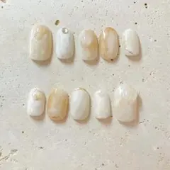 ニュアンスネイル ぷっくり ミラー フレンチ ネイルチップ ハンドメイド