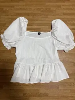 SHEIN CURVE パフスリーブブラウス 0XL ホワイトのサムネイル