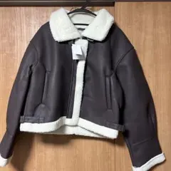 【新品匿名配送・24H以内発送】2WAYショートB-3ムートンジャケットブラウン