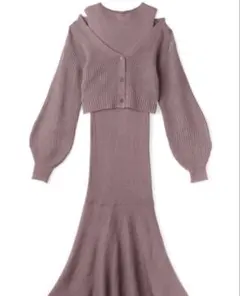 GRL 前後2WayカーディガンXマーメイドワンピースニットセット