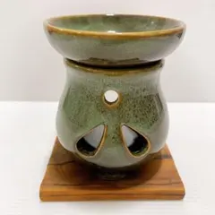 茶香炉 陶器 アロマポット 緑系 和風 インテリア