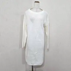THE SHOP TK 長袖ニットワンピース アイボリー 伸縮 きれいめ（M）のサムネイル