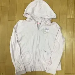 メゾピアノ 薄手 パーカー ジップアップ 160 フーディ 刺繍 パープル