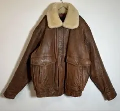 【ヴィンテージ】ブラウンカラー　ムートンレザー　本革　羊革　フライトジャケット