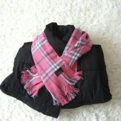 Jakihara ピンク系チェック マフラー 110cm x 65cm