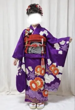 七五三　着物セット　だらり帯　7歳　十三詣り　正絹本絞り　フルセット　紫色