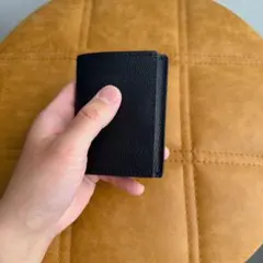 ハンドメイド　三つ折り財布　ミニ財布　ブラック